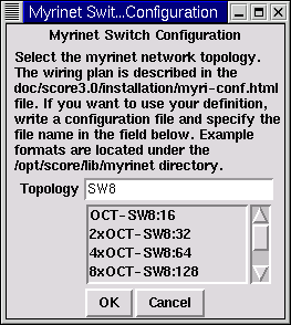 screen shot: Myrinet Configuration