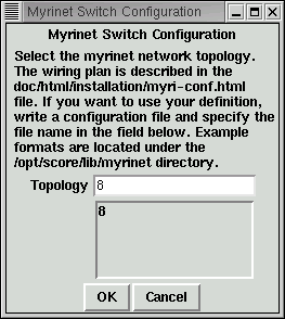 screen shot: Myrinet Configuration